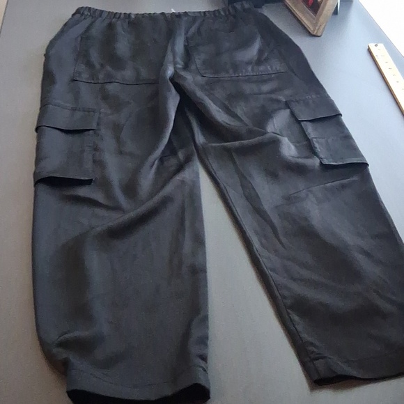 Rebecca Minkoff RM Black Satin Cargo Trousers Pants Small Petite - Picture 8 of 10